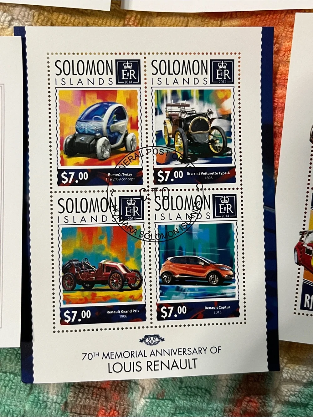 Solomon Islands Multicolor Collectible Stamp Sheets - Vintage Auto Set